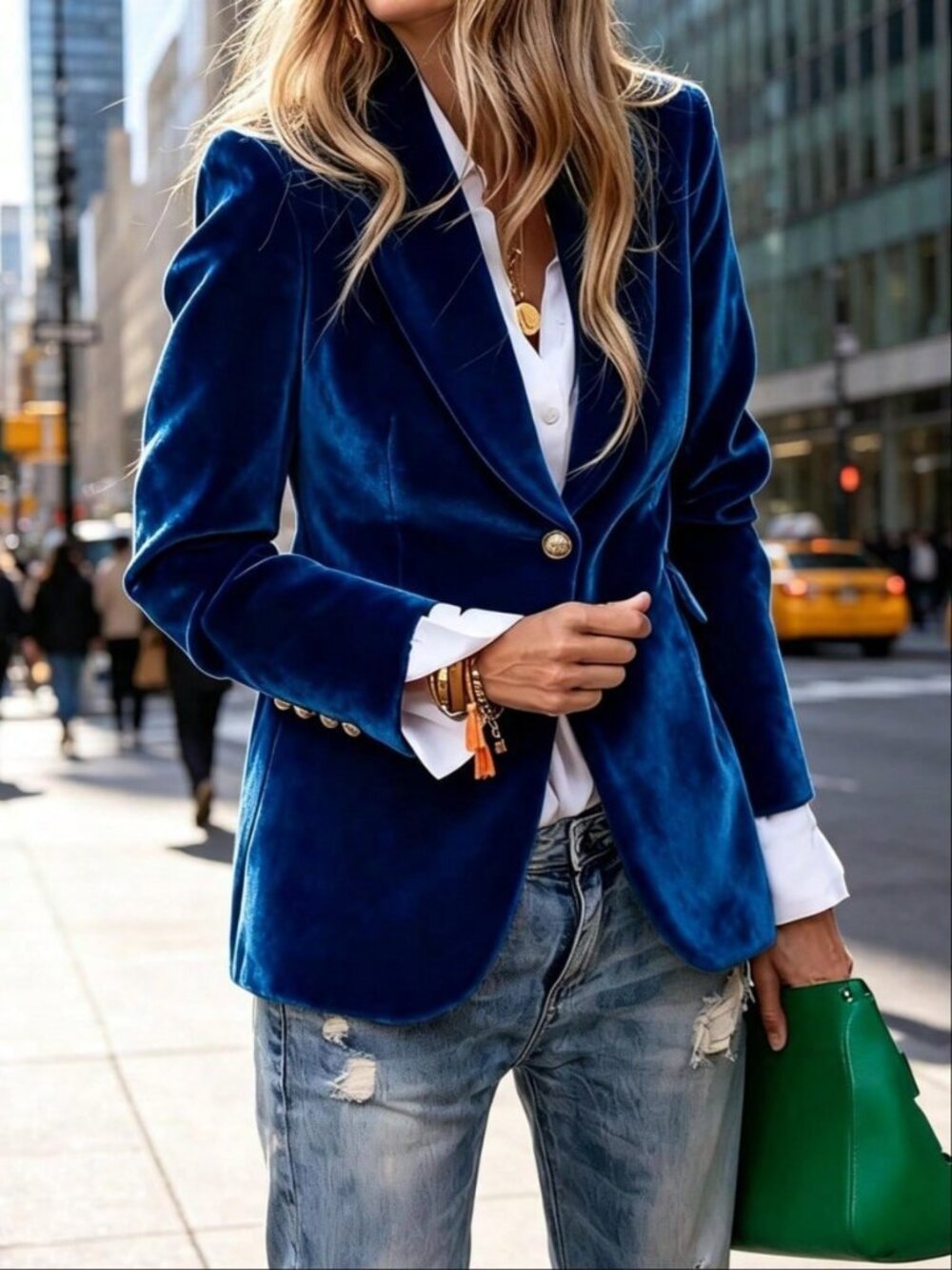 Navy Blue Elegant Women's Velvet Elegant Suit Coat